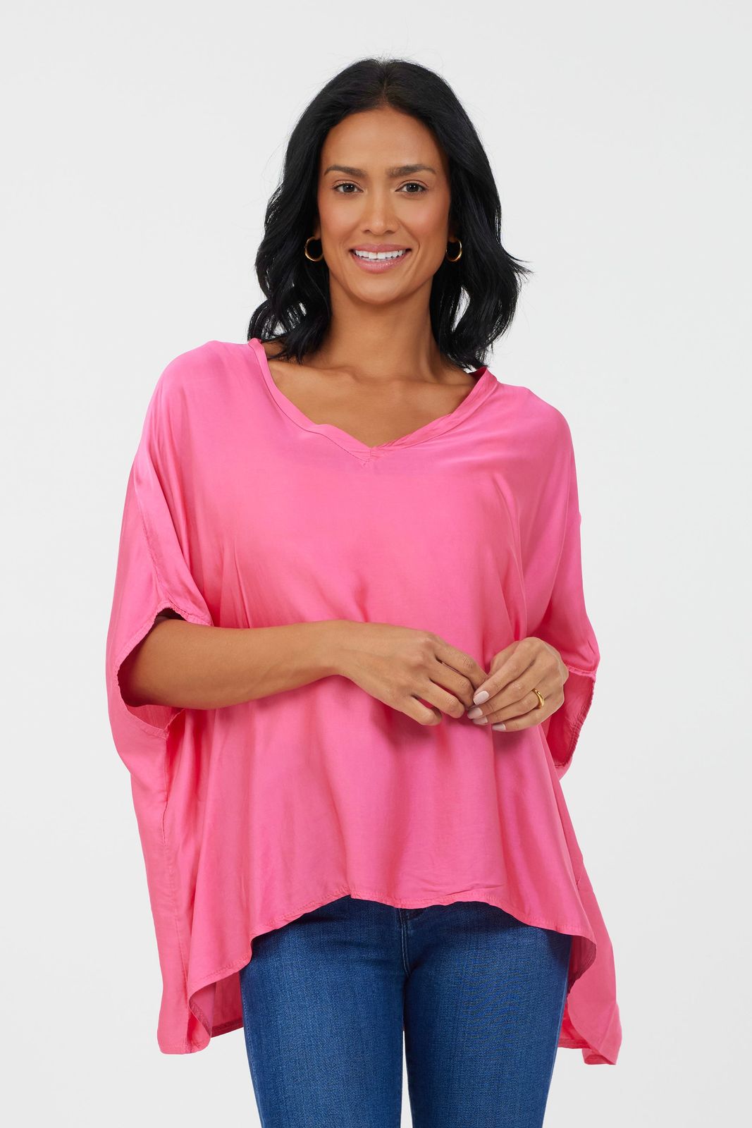 Presley Satin Oversize V Neck Tee
