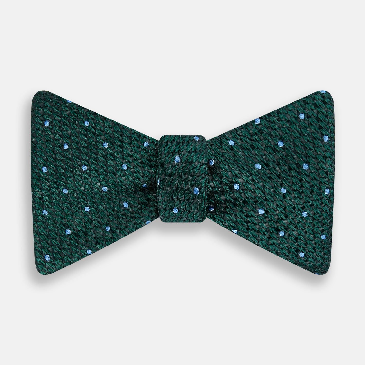 Forest Green and Sky Blue Spot Houndstooth Silk Bow Tie
