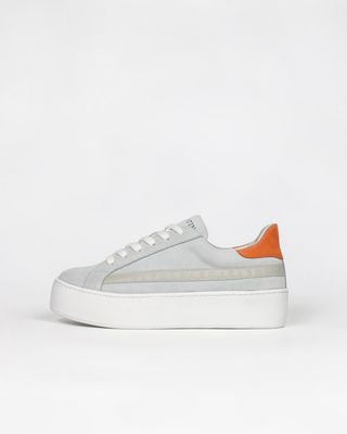 Gaia Platform Trainers - Grey Suede & Orange Nubuck Leather
