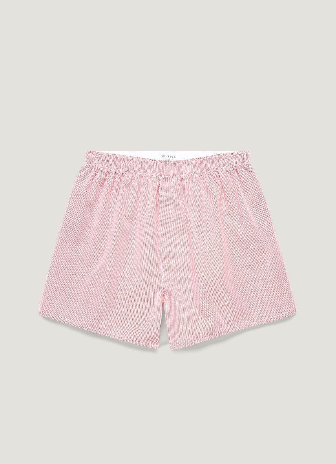 Men's Classic Boxer Short in Red Micro Gingham