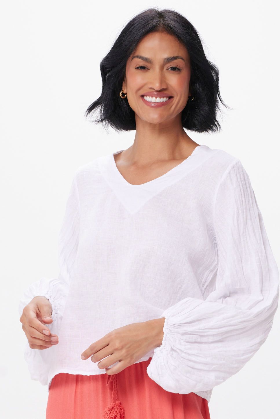 Sally Linen Balloon Sleeve Top