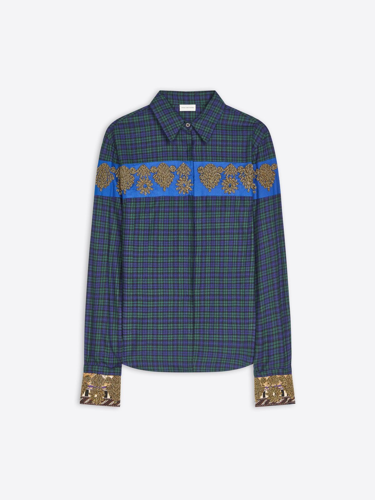 Embroidered cotton flannel shirt