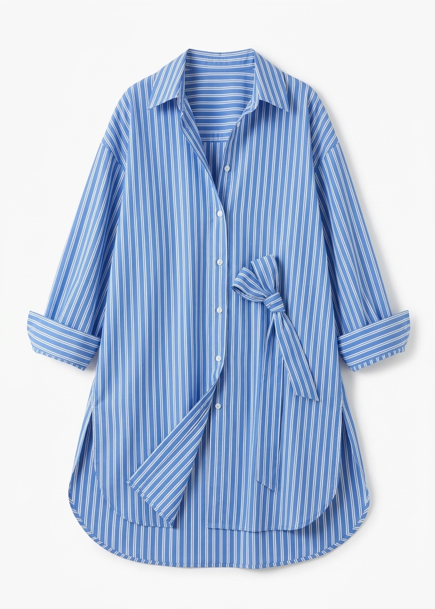Toscane Oversized Shirt - Blue/white Stripe