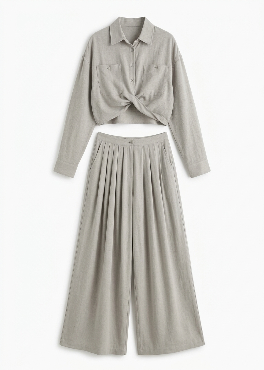 Sloane Wide Leg Trousers - Grey