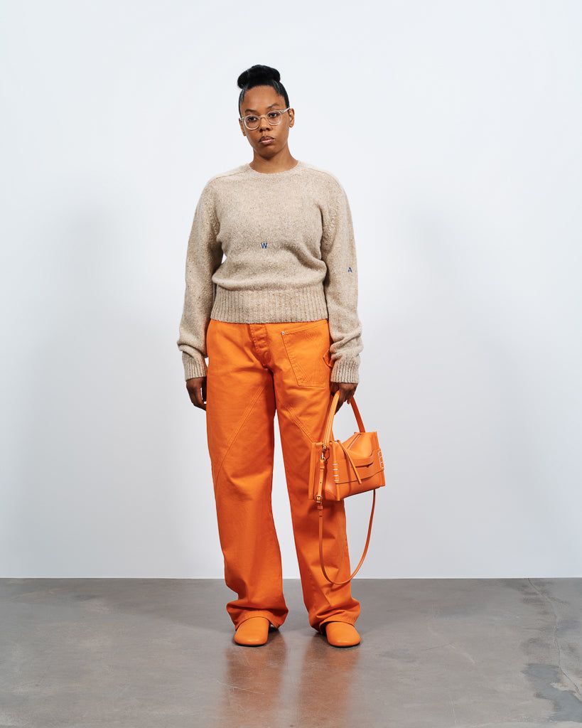 WOMENS TWISTED WORKWEAR DENIM JEANS IN BRIGHT ORANGE