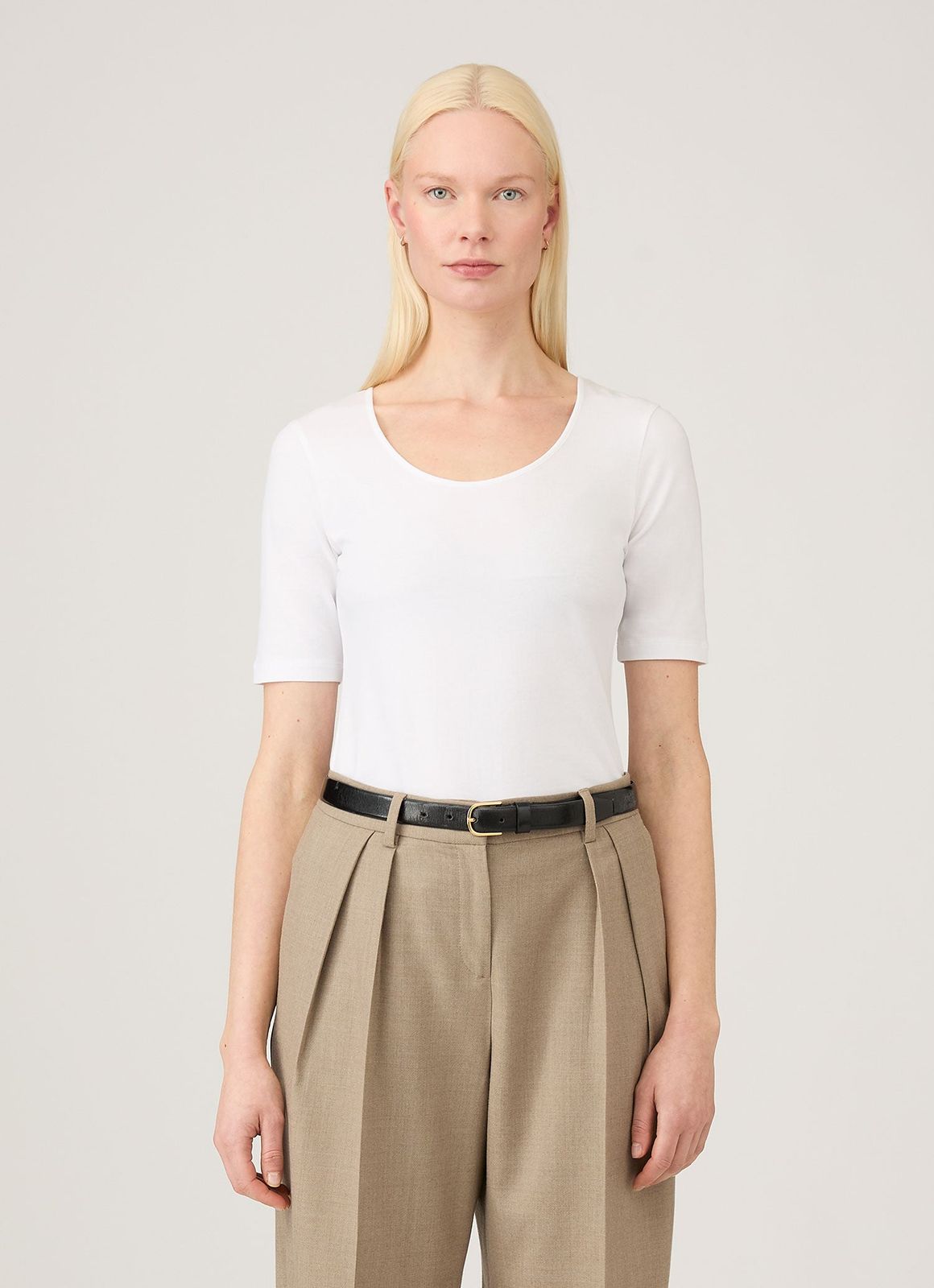 Women's Stretch Cotton Scoop Top in White
