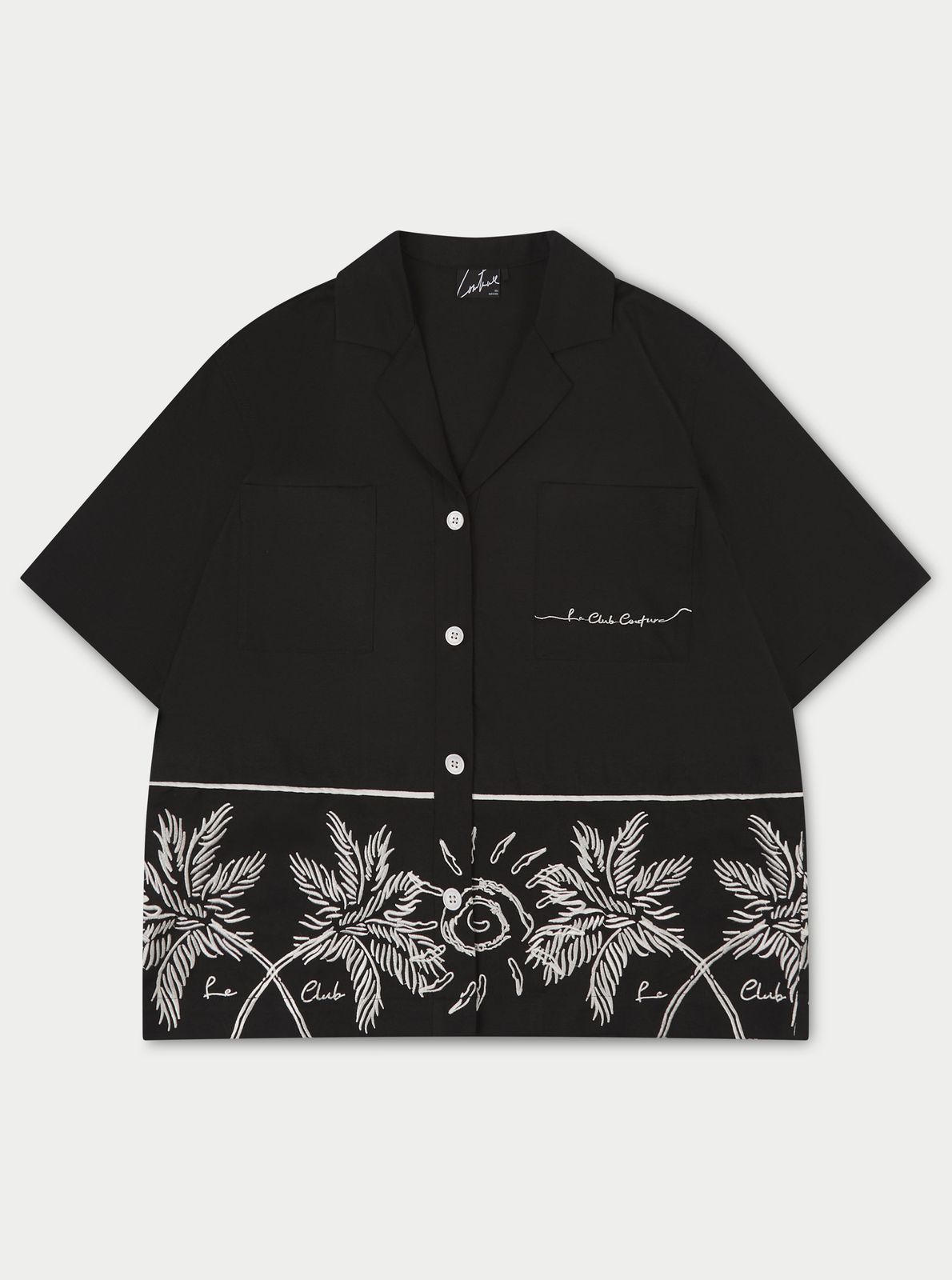 PALM EMBROIDERY SHIRT - BLACK