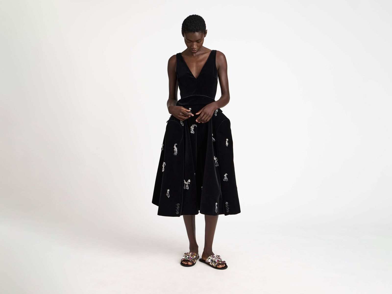 CL_STRUCTURED EMBELLISHED DRESS - BLACK_DR0525PG1895