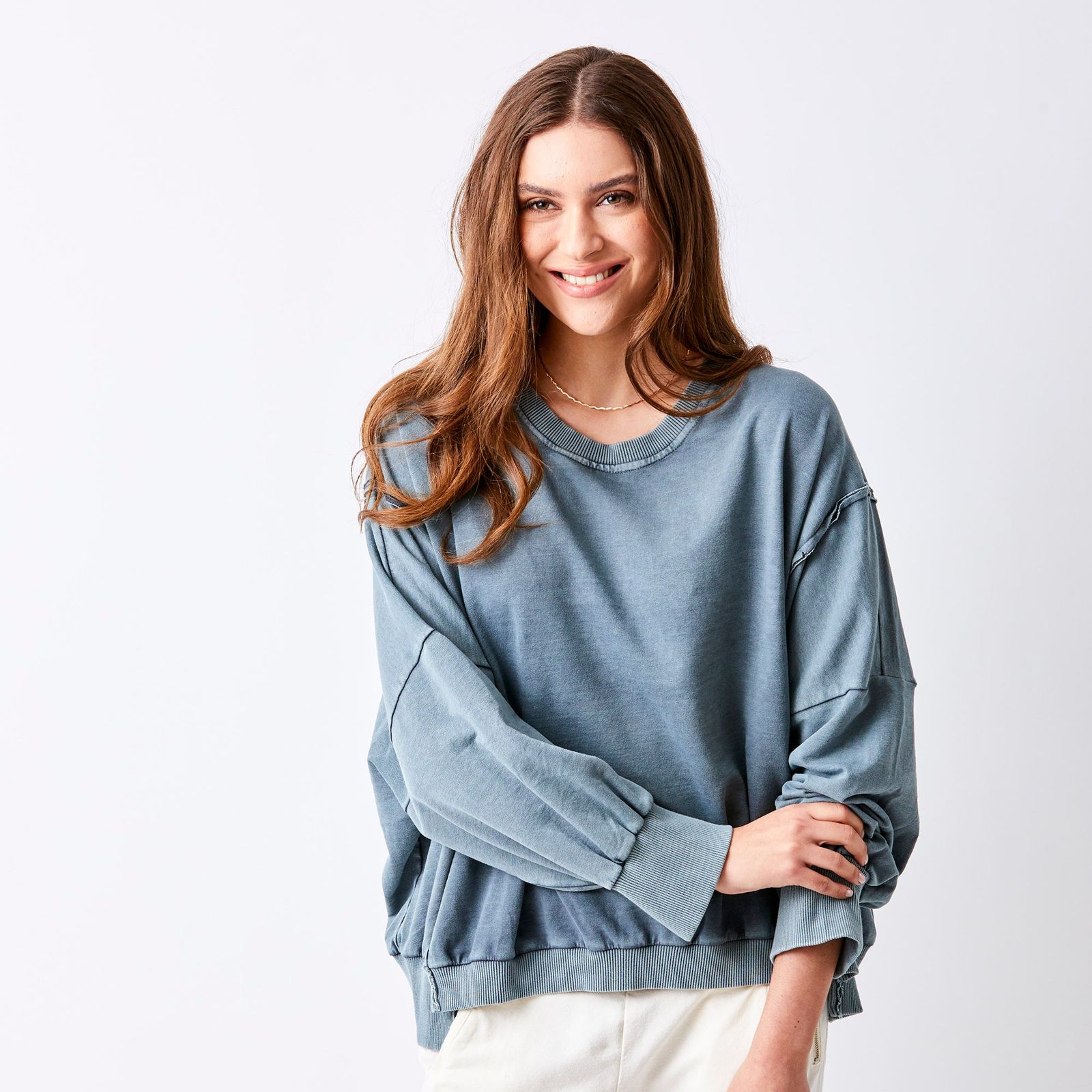 Werugia Oversize Raw Edge Sweatshirt With Splits