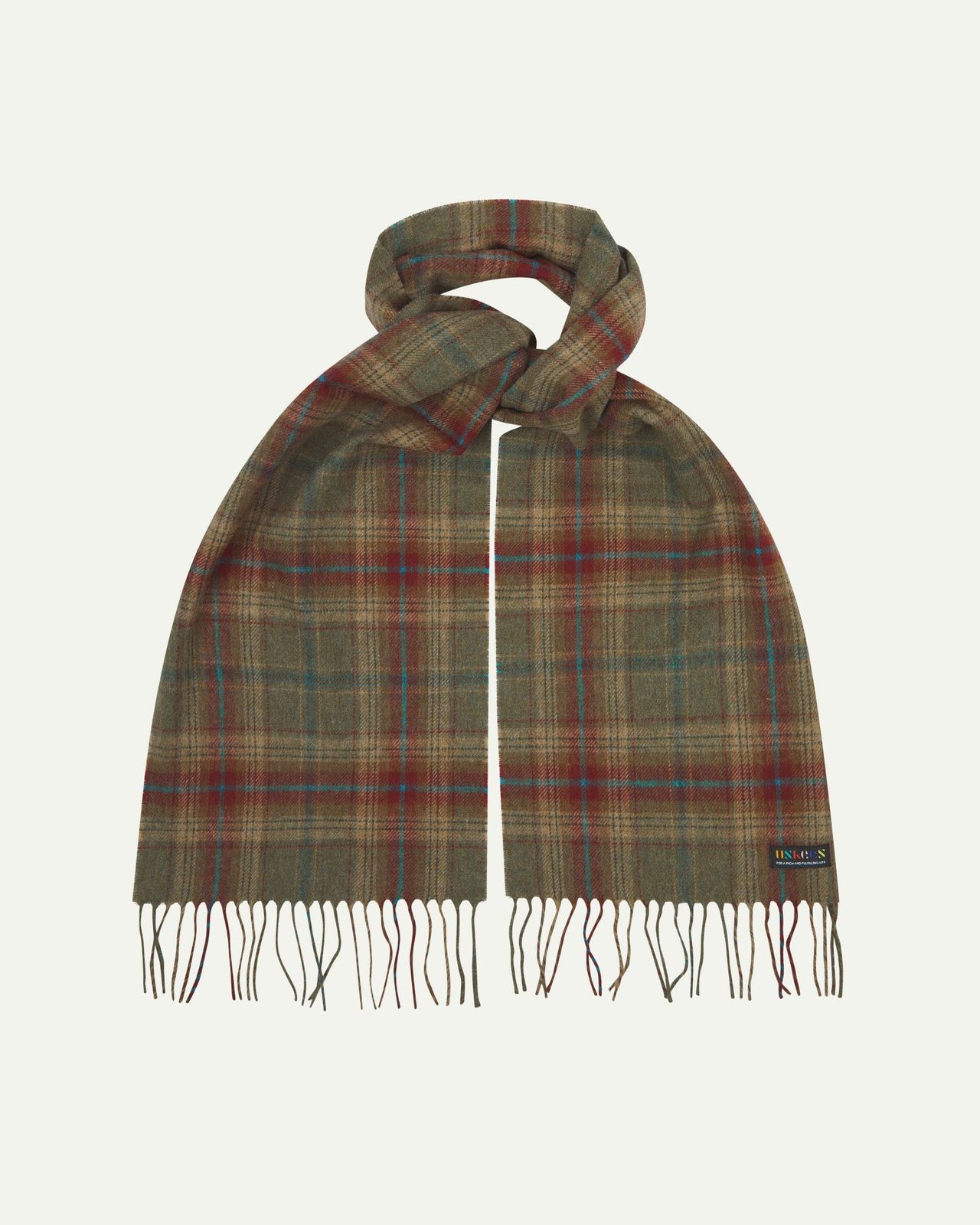 4013 Tartan Lambswool Scarf - clay