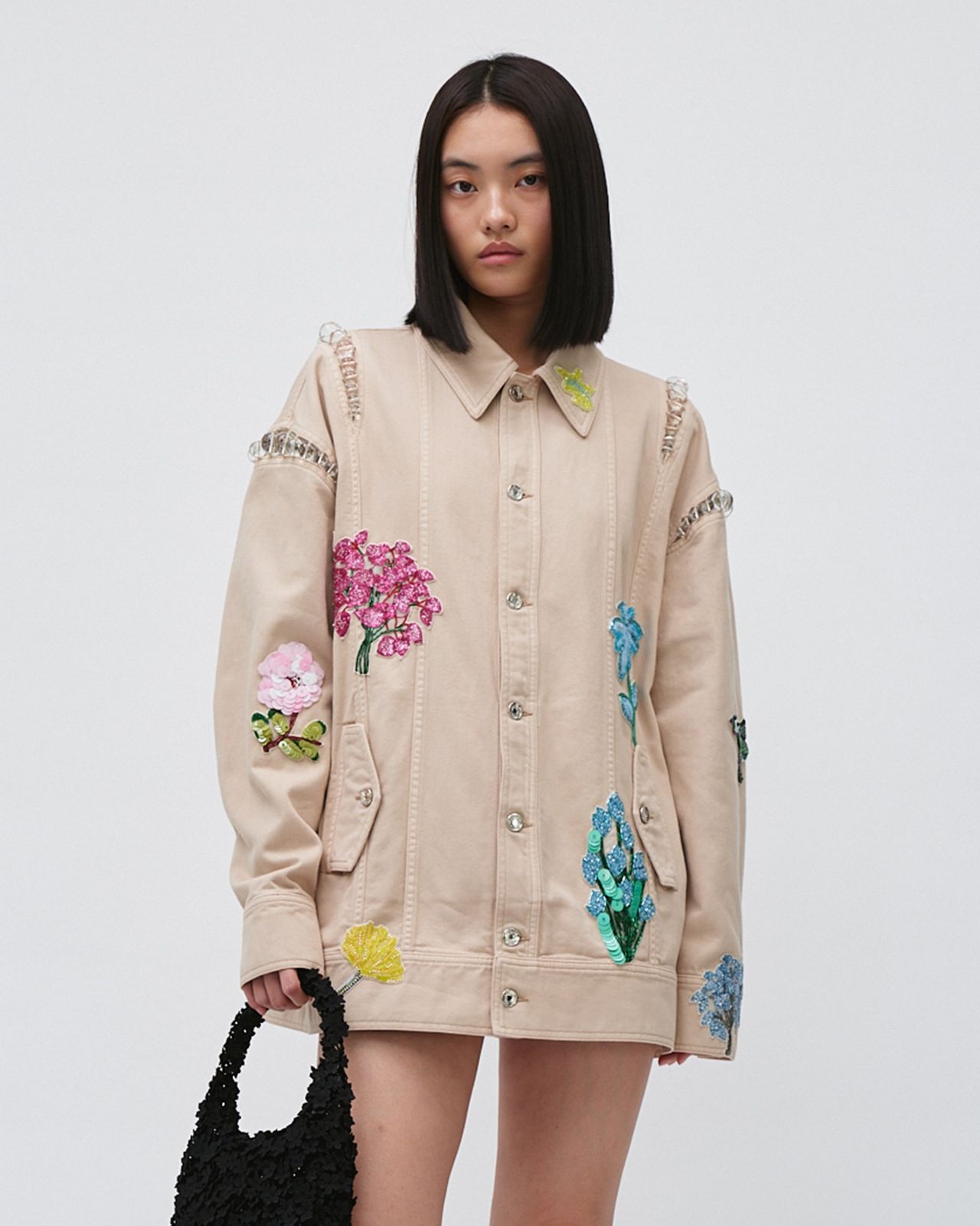 BEADED SEQUINS DENIM JACKET