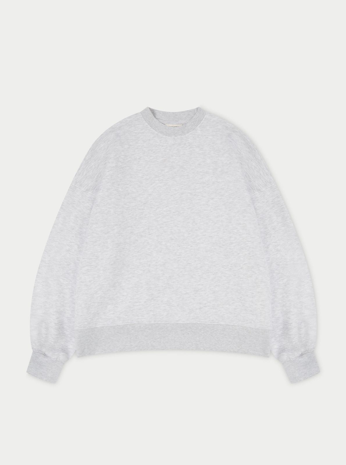 COUTURE SCRIPT PUFF SLEEVE CREW - GREY MARL
