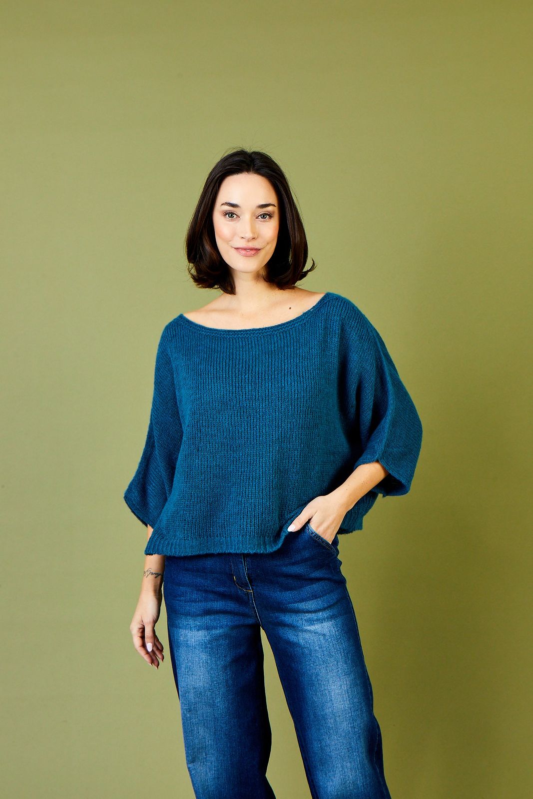 Florence Short Batwing Knit Sweater