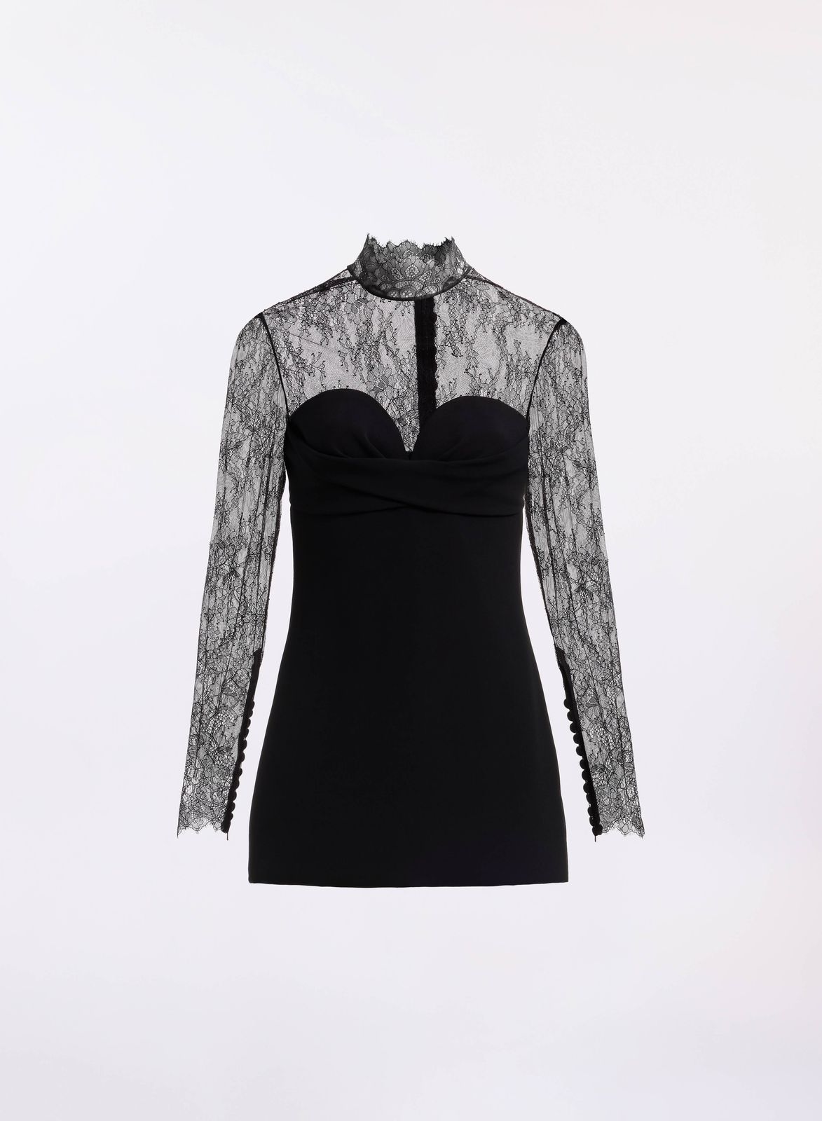 High Neck Lace Cady Short Dress