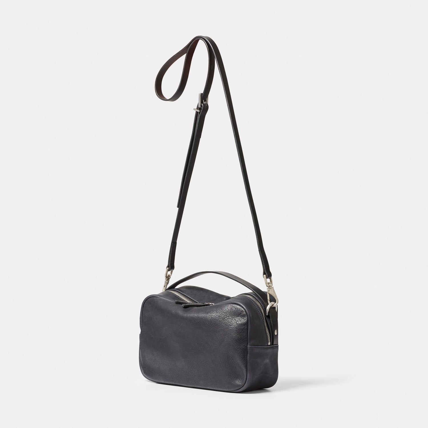 Leila Medium Calvert Leather Crossbody Bag in Black