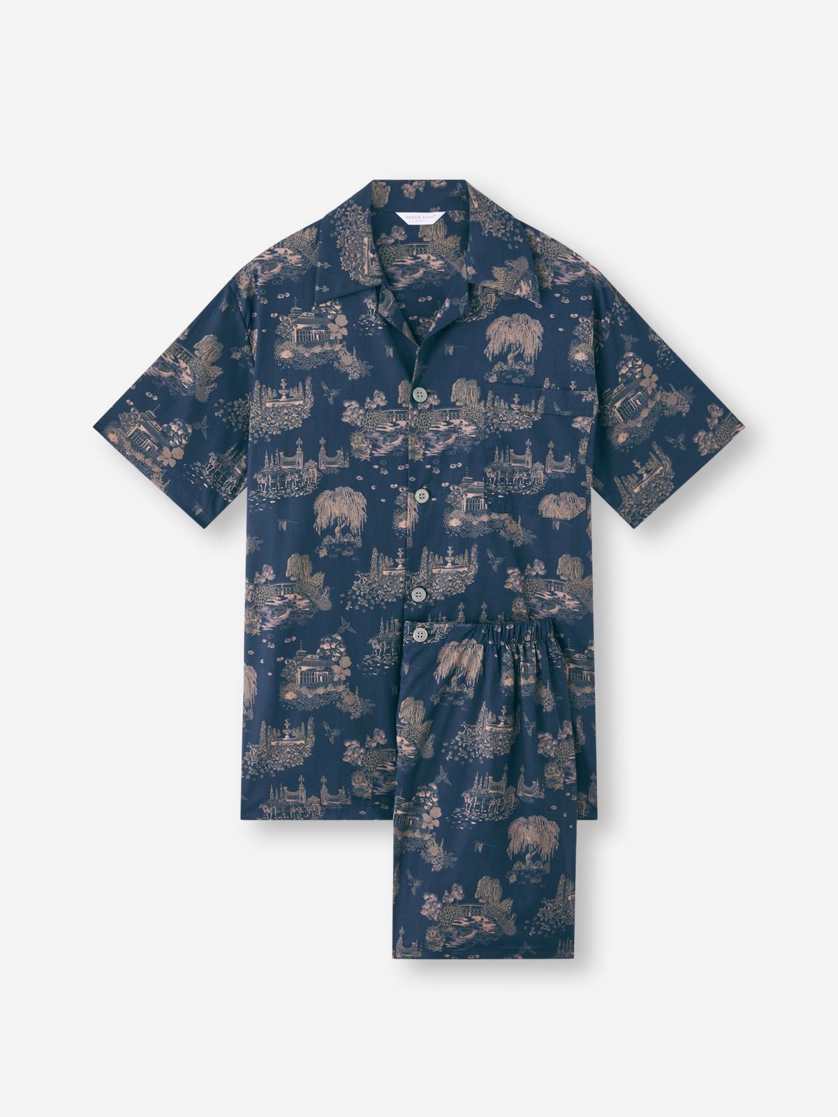 Ledbury Cotton Batiste Short Pyjamas Navy Blue London Toile