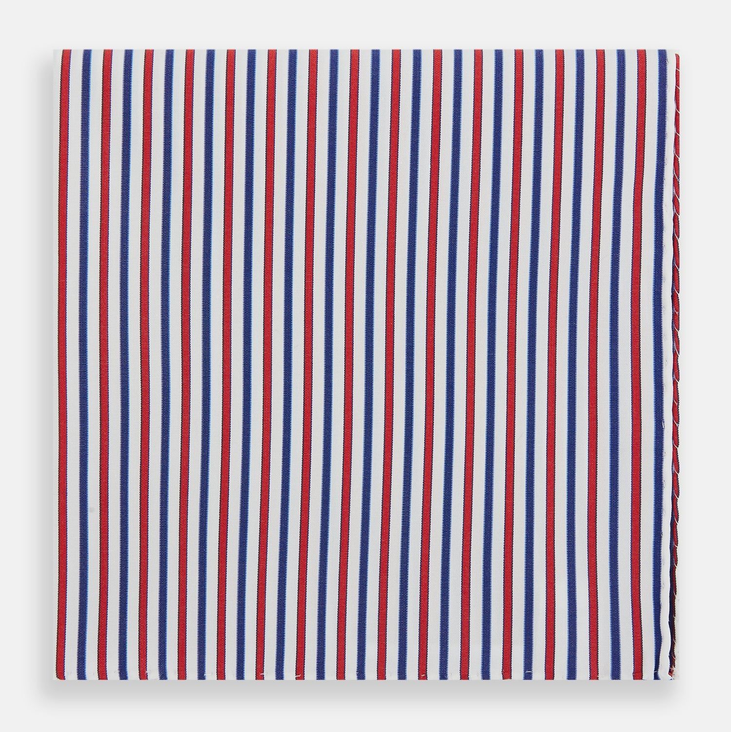 Hand Rolled Red and Blue Track Stripe Handkerchief