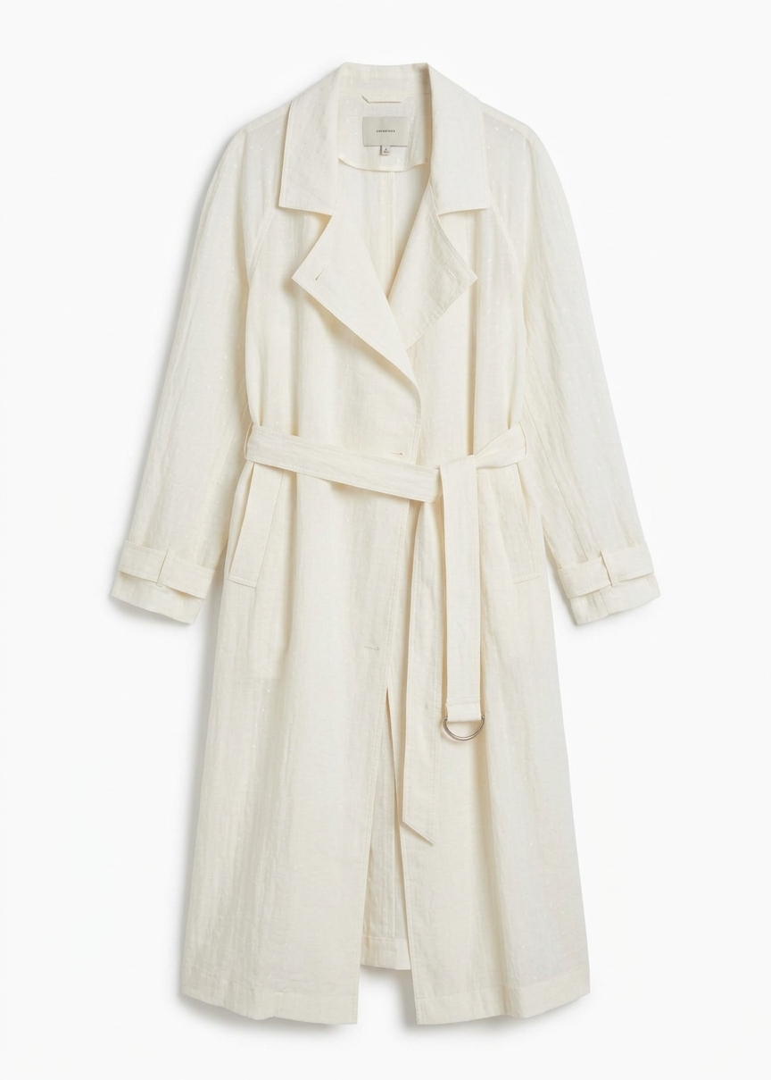 Rosora Sheer Fluid Trench Coat - Cream