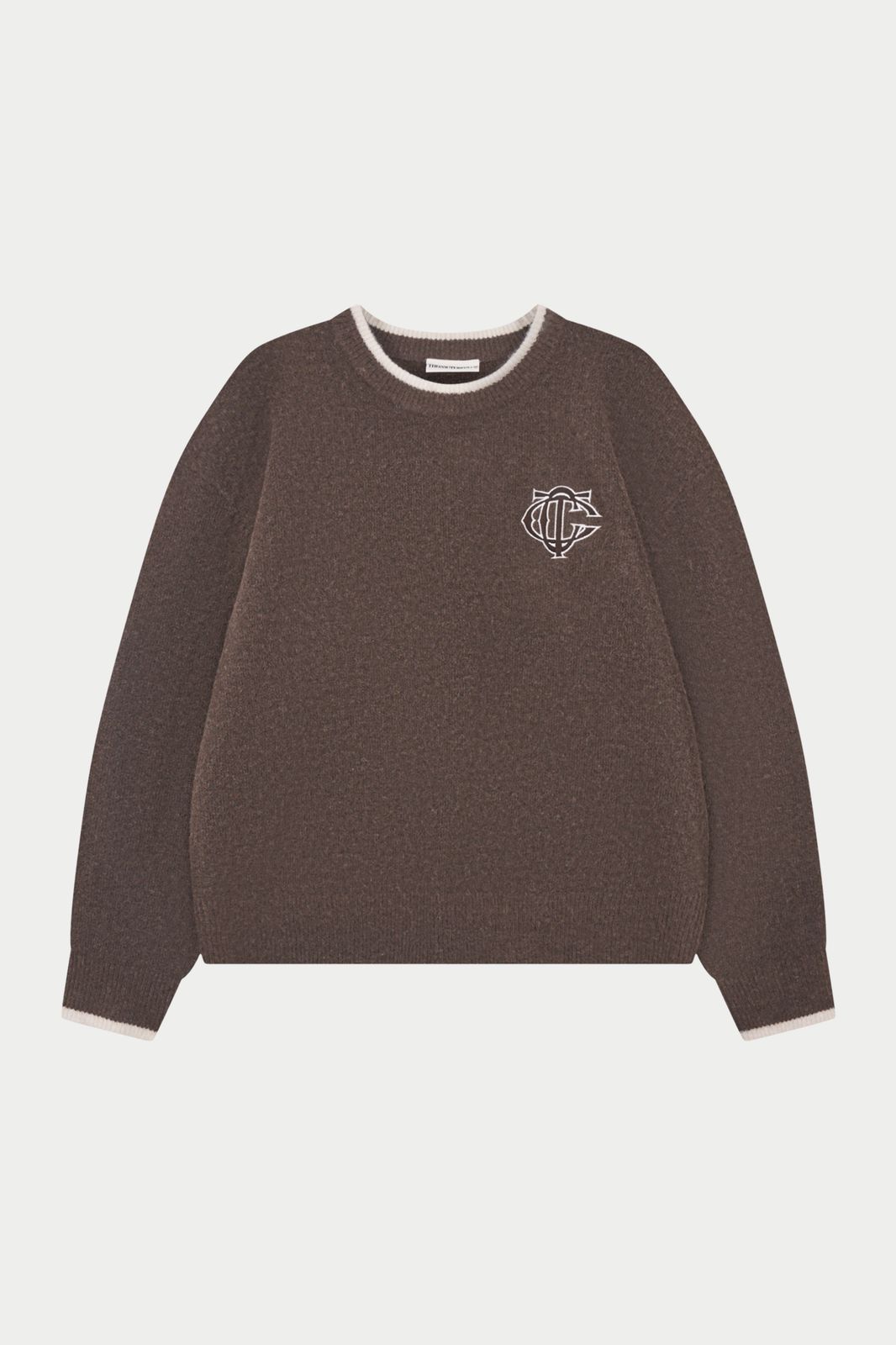 MONOGRAM KNITTED CREW - BROWN