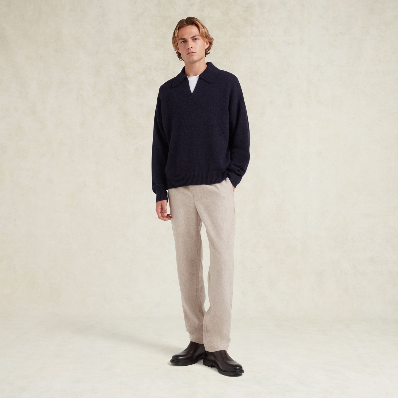 Atticus Open Neck Jumper - Navy