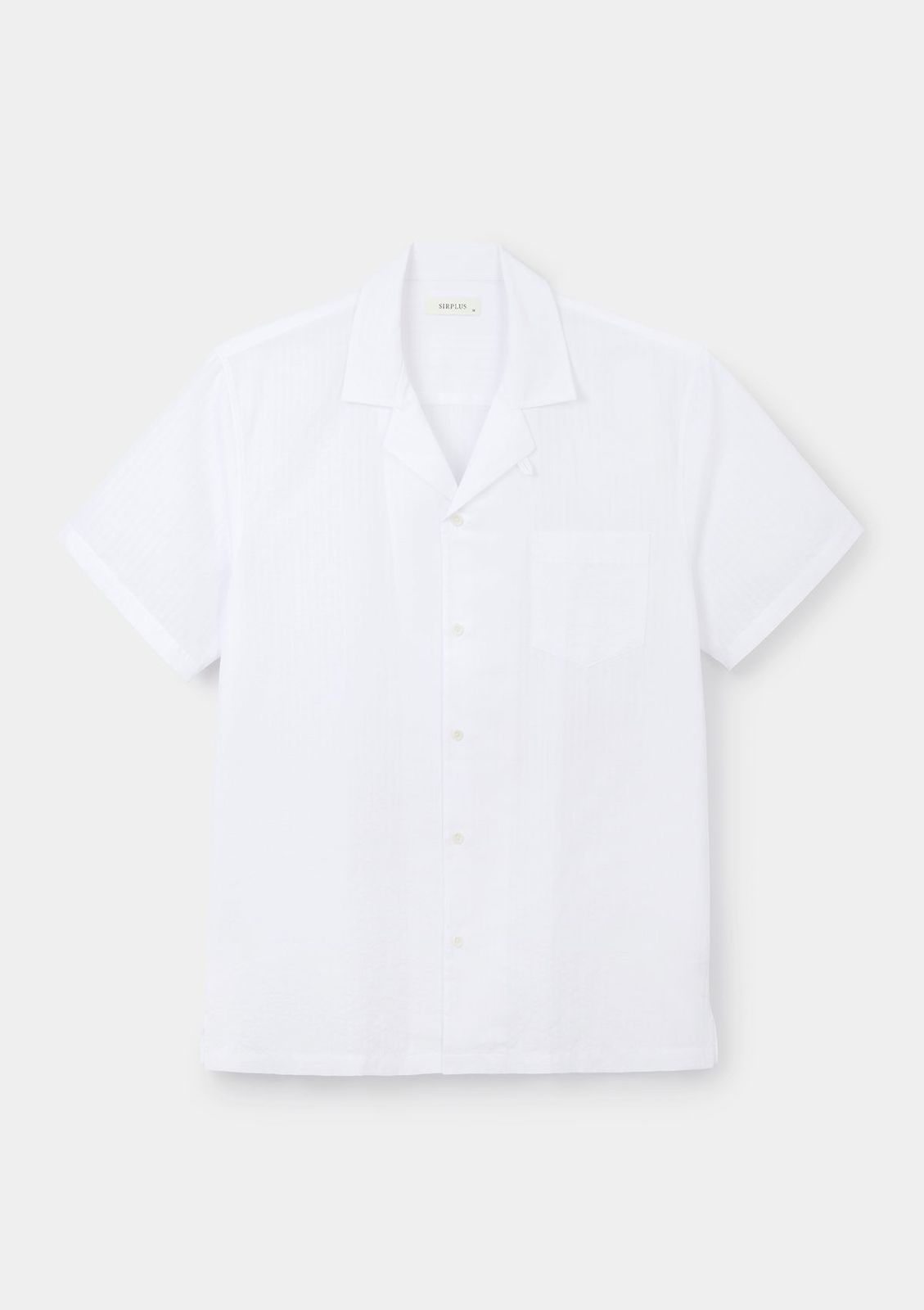 White Self Stripe Cuban Shirt