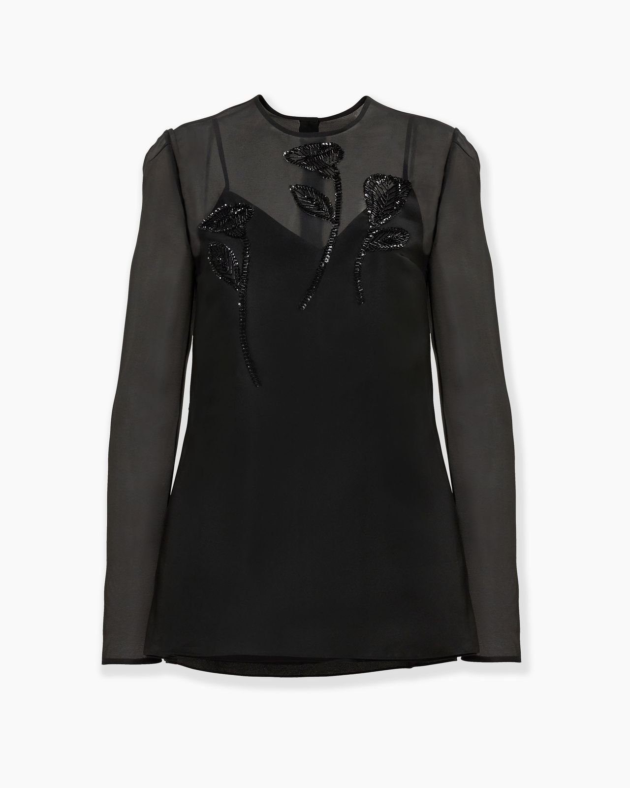 Floral-Embroidered Organza Top