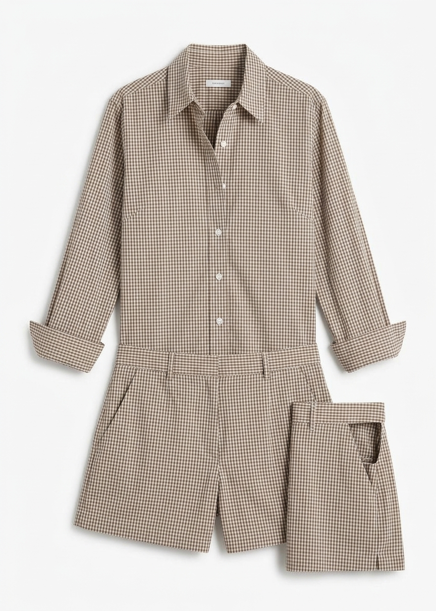 Odemira Mini Boxer Shorts - Beige Plaid