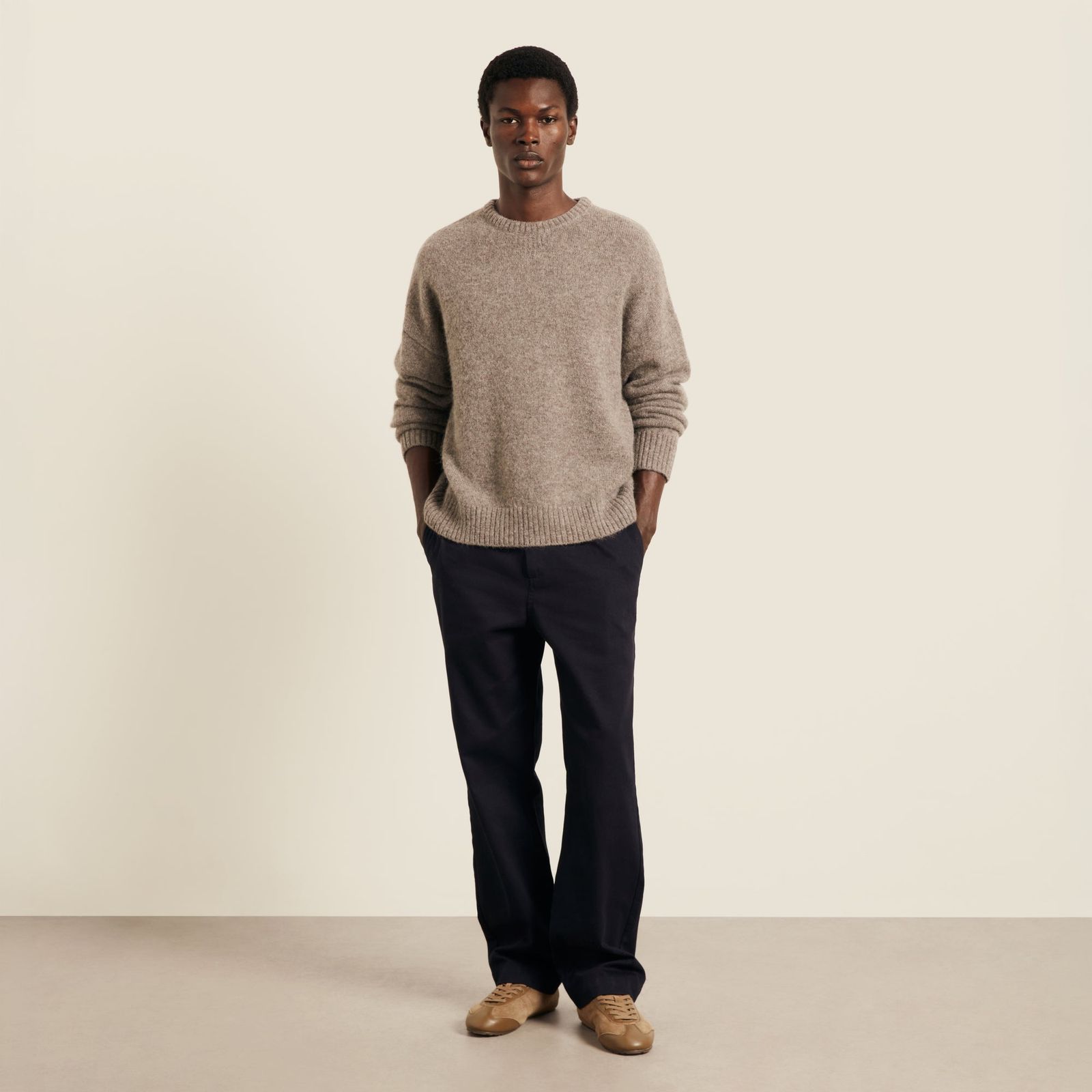 Crew Alpaca Jumper - Stone Grey