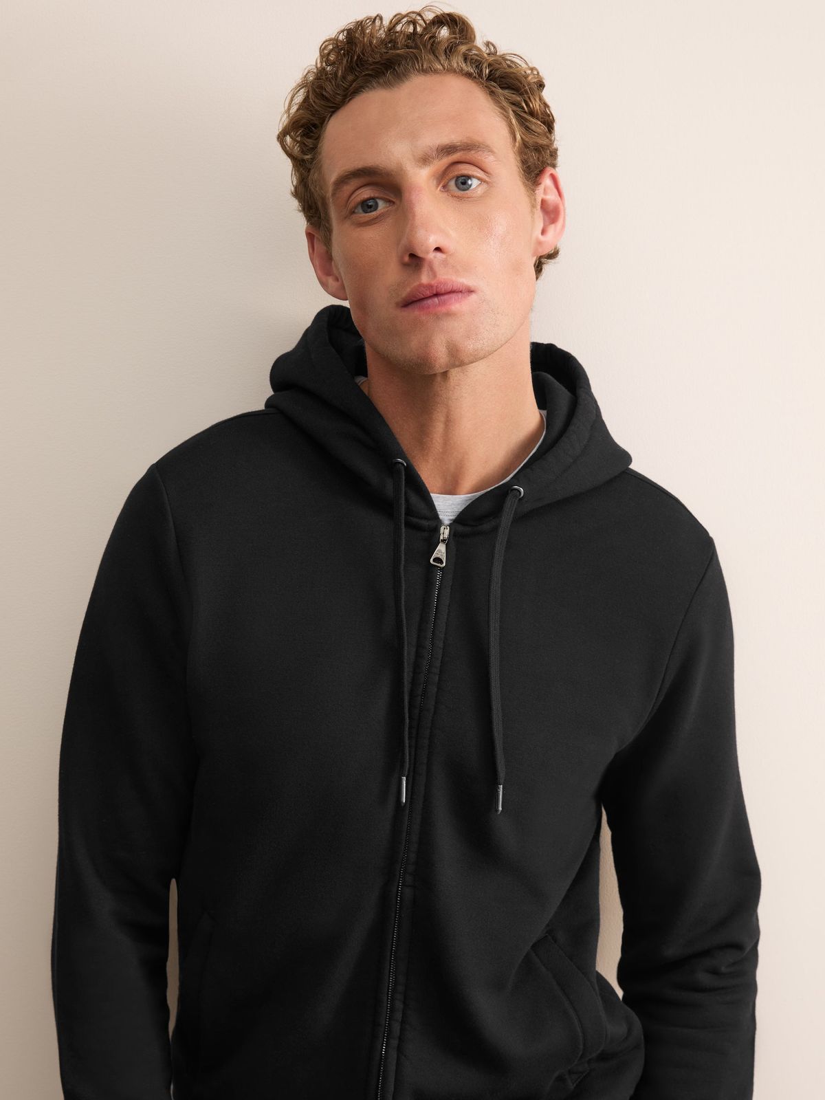 Harley Cotton Modal Zip Up Hoodie Black