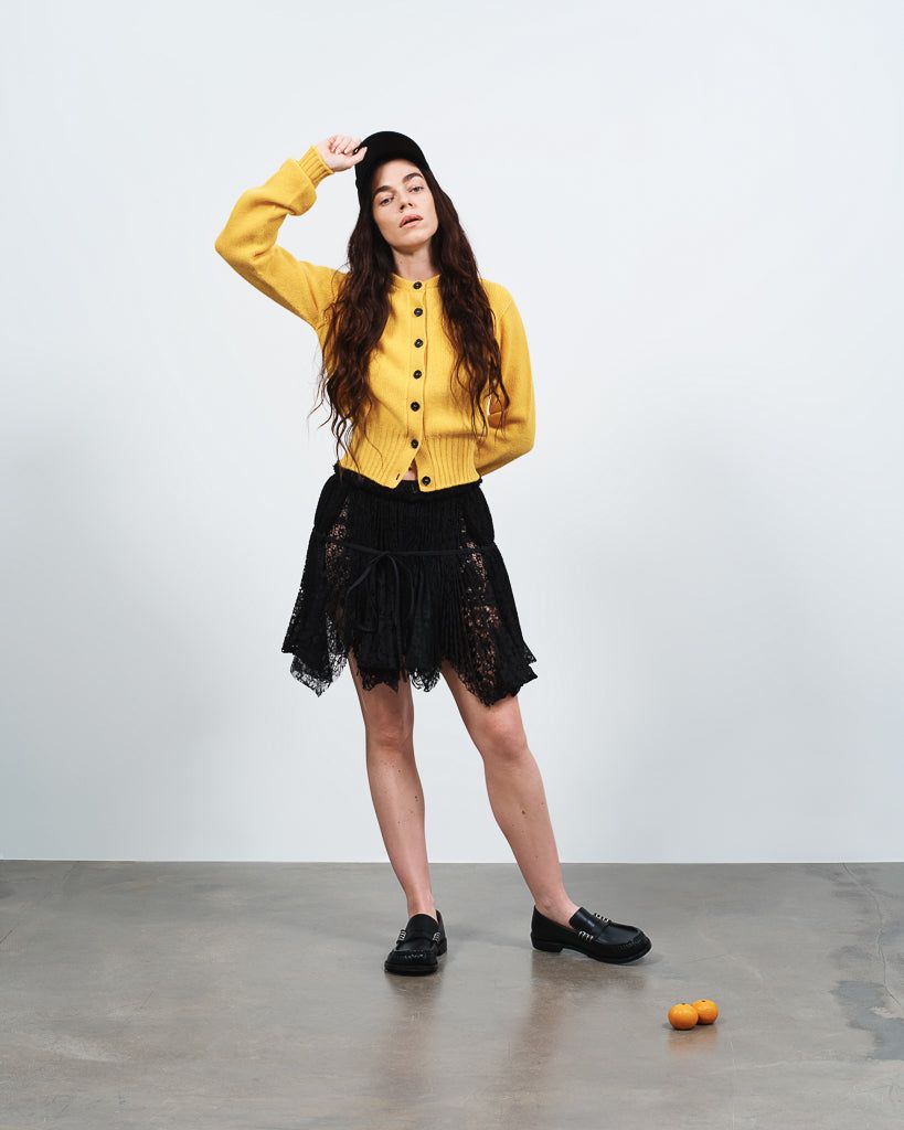 WOMENS MINI CURTAIN SKIRT IN BLACK
