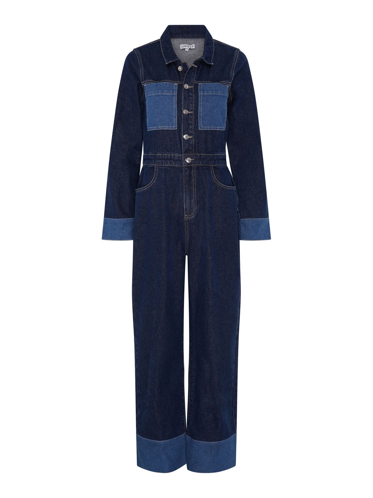 Diya Contrast Denim Jumpsuit In Midwash