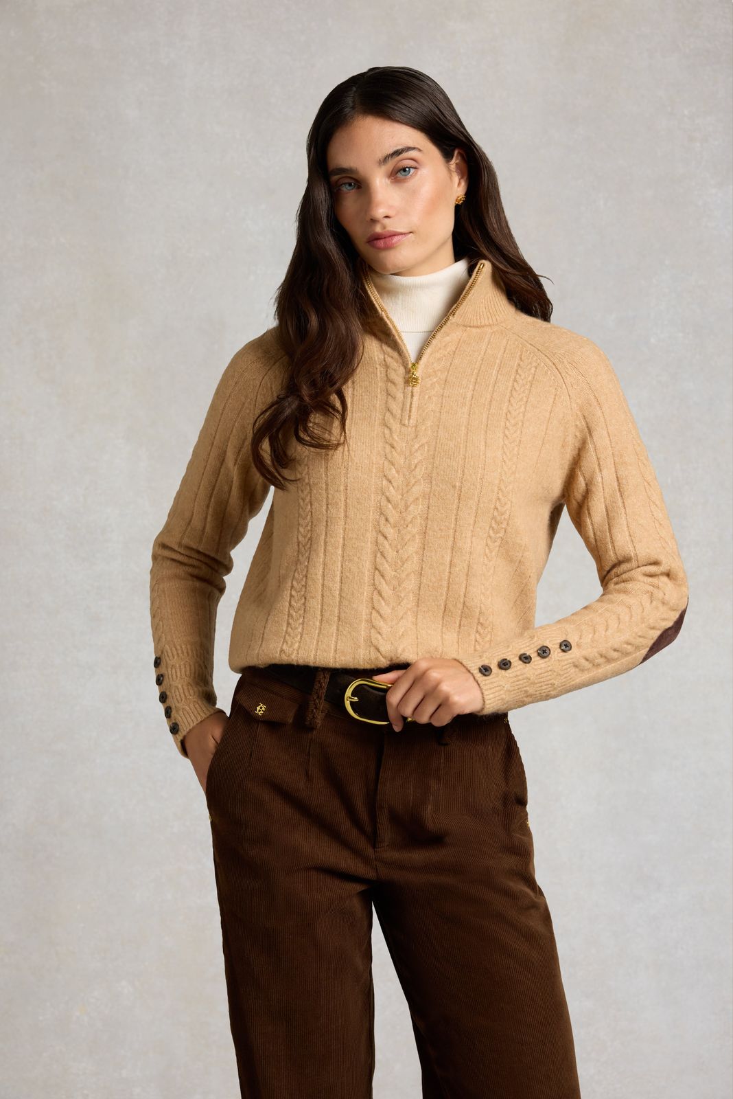 Fairford Quarter Zip Knit (Camel)