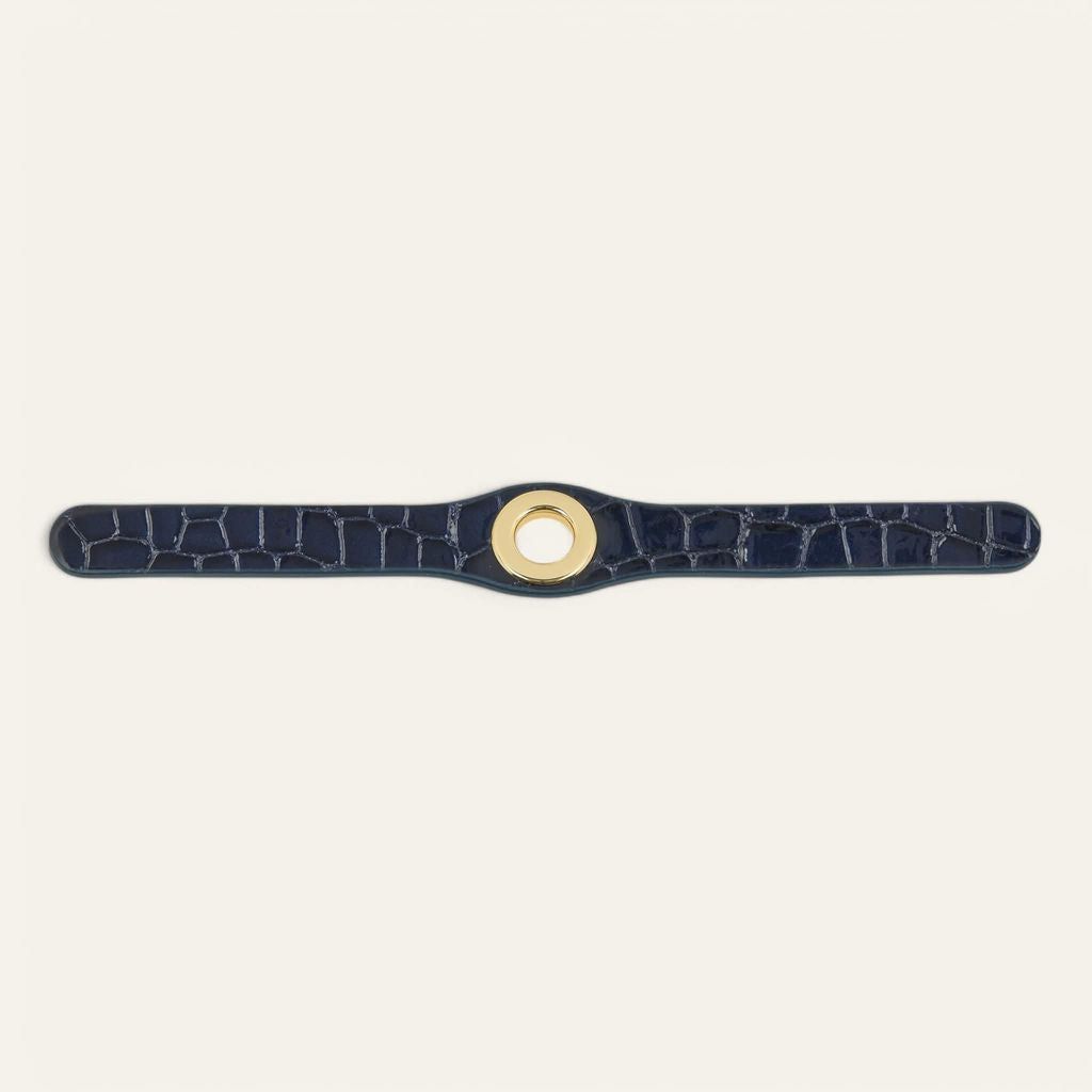 Deco Classic | Navy Patent Croc with Gold hardware