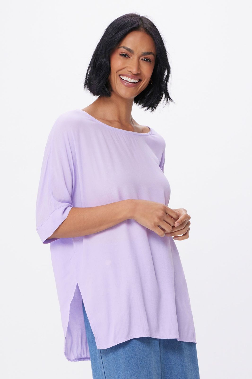 Kylin Crepe Oversize Top With Side Splits