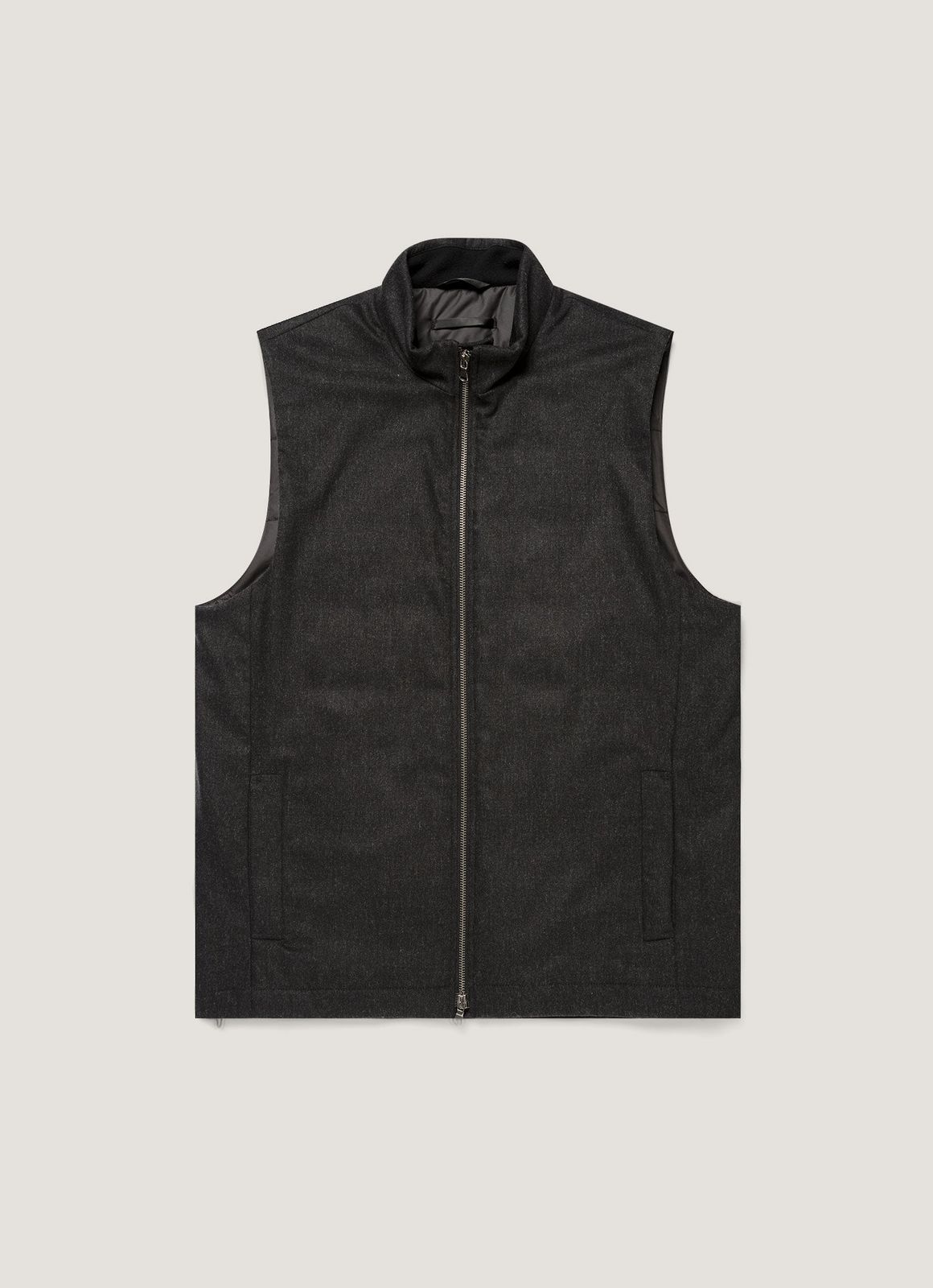 Men's Wool Cashmere Flannel Gilet in Charcoal Melange