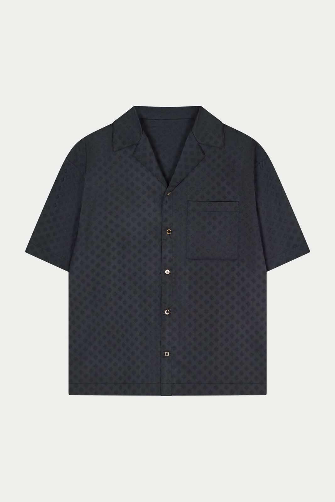 SATIN JACQUARD SHIRT - BLACK