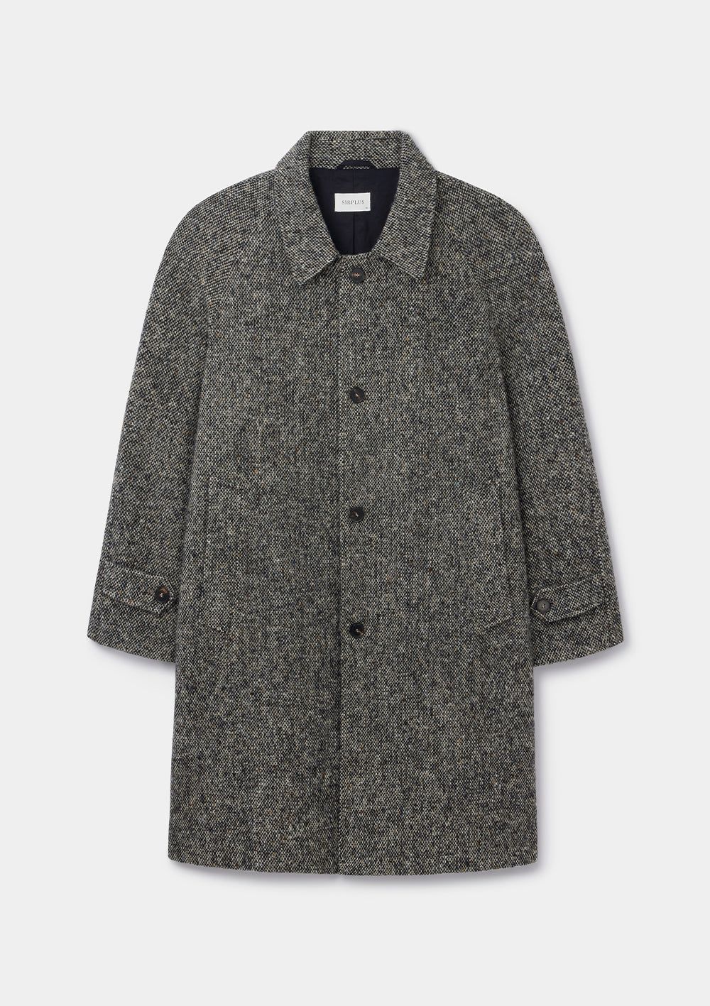 Oat & Black Donegal Tweed Overcoat