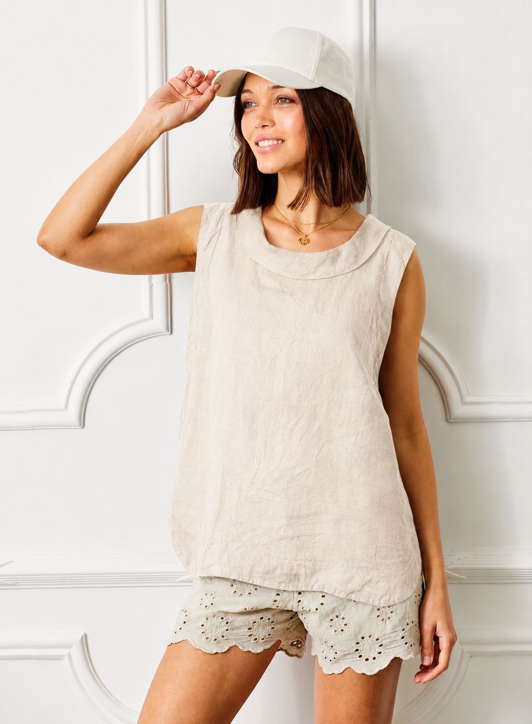 Seattle Linen Cowl Neck Tank