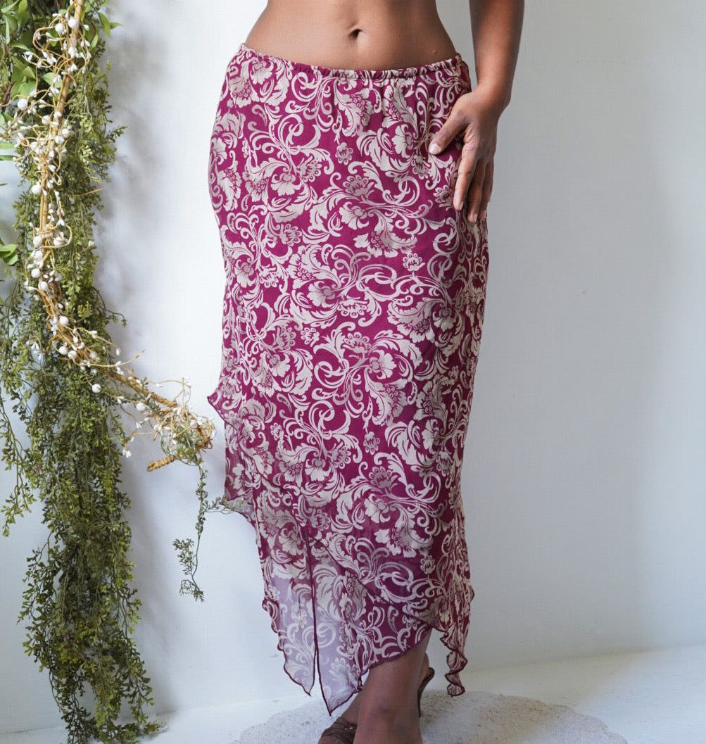 Vintage Y2K Wine and Tan Paisley Skirt
