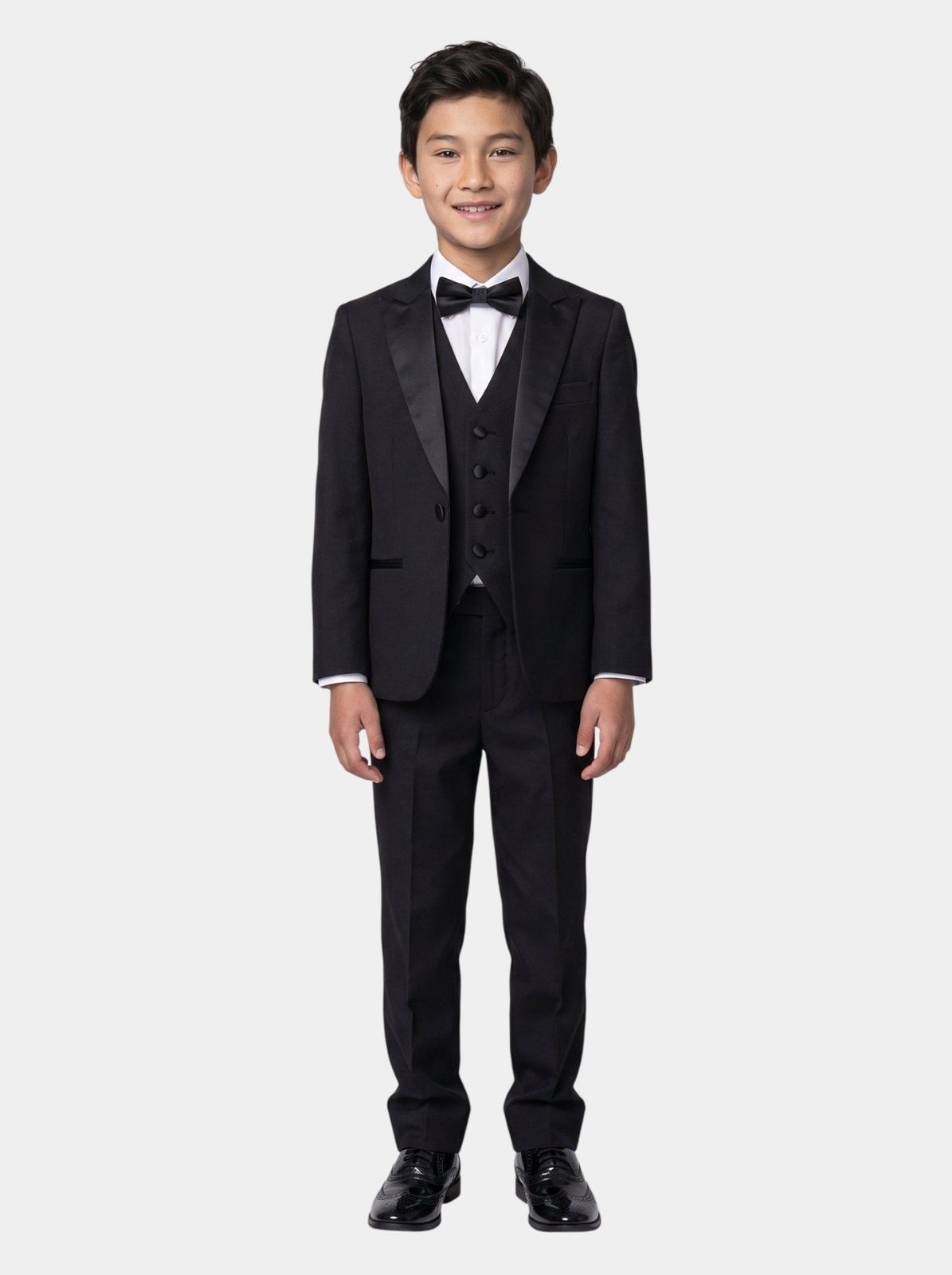DALTON - Black Tux Lapel Diamond Three Piece Suit