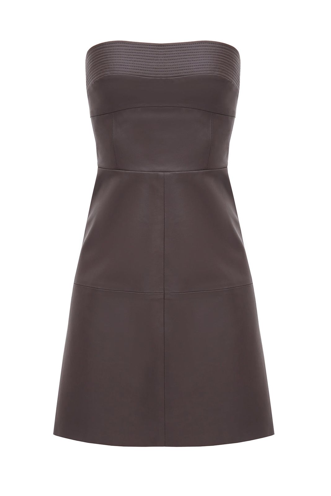 Organic Cotton Vegan Leather Strapless Dress | Brown