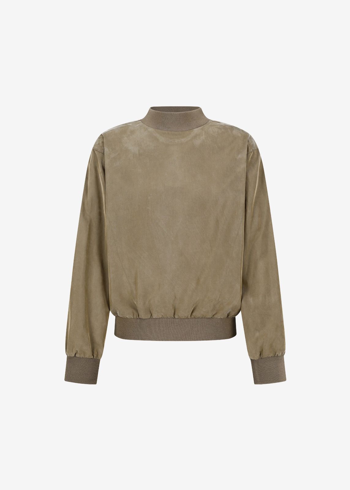 Amomento Cupro Ribbed Pullover - Khaki
