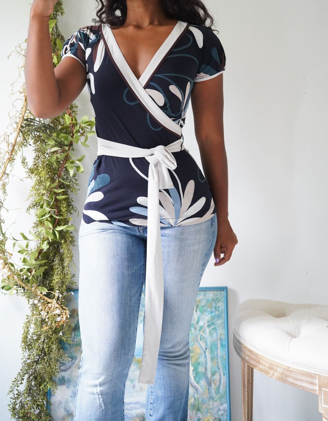 Y2K Faux Wrap Top