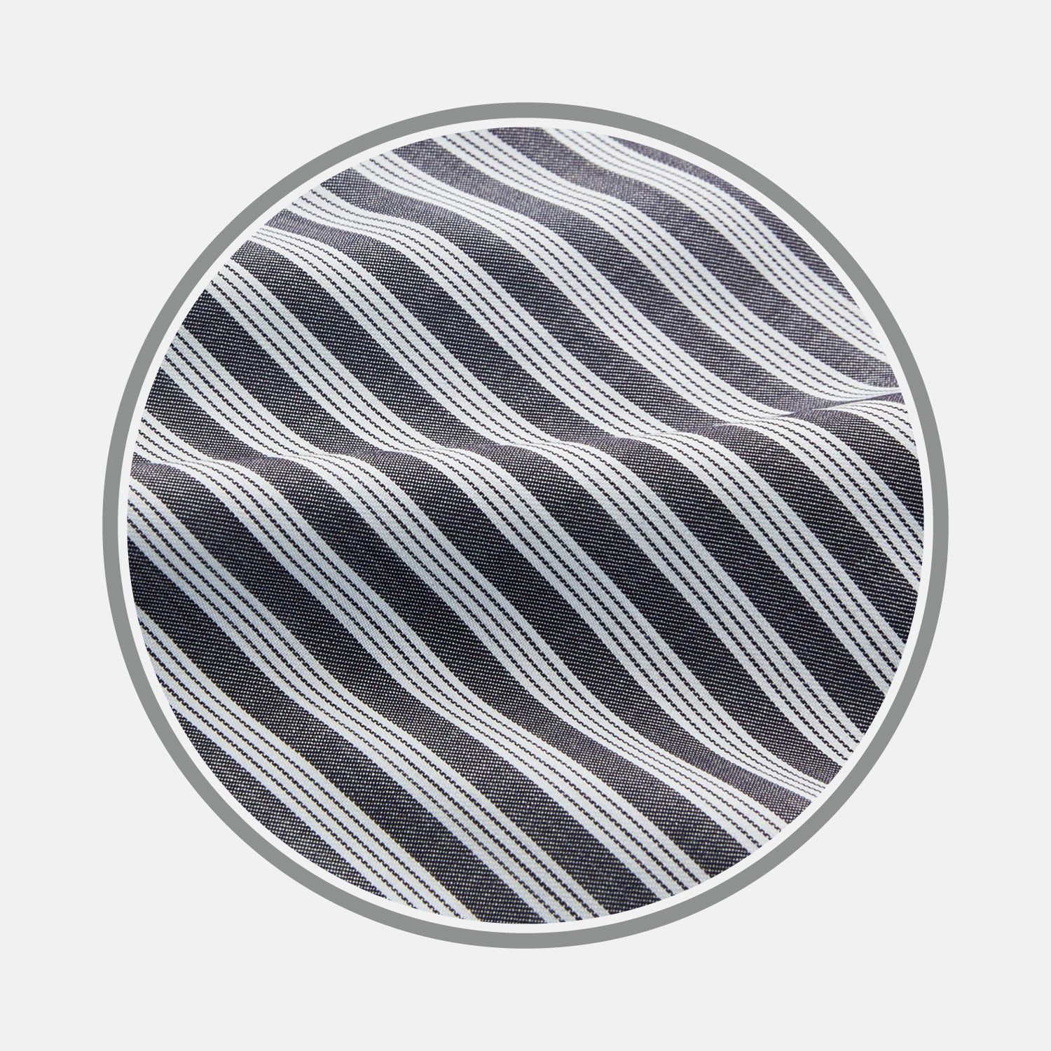 Navy Multi Stripe Wool Fabric