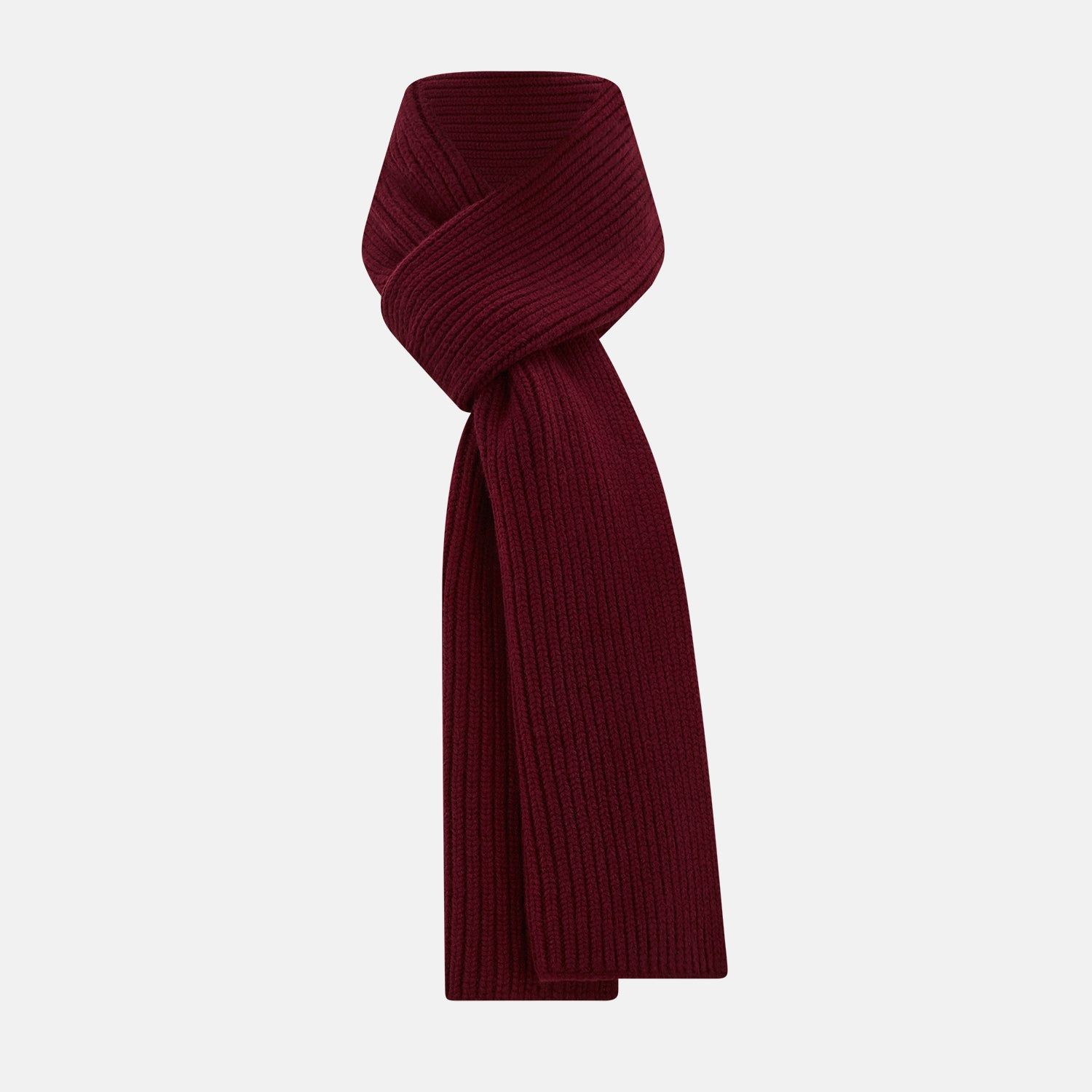 Burgundy Rib-Knit Cashmere Scarf