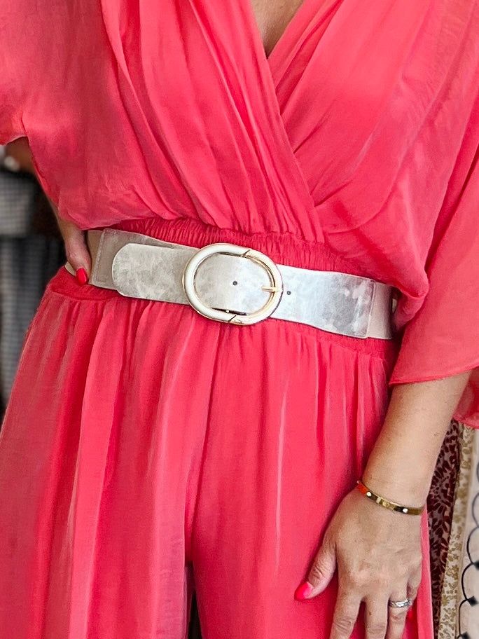 Oval Buckle Stretch Belt