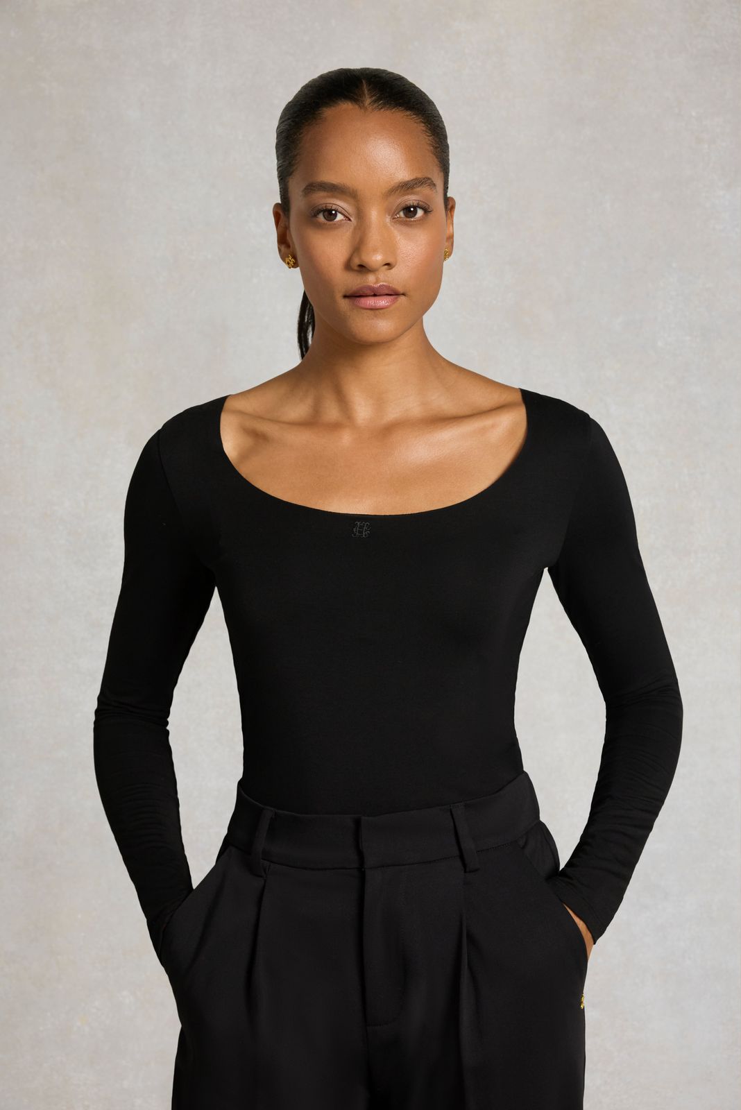 Supersoft Scoop Neck Top (Black)