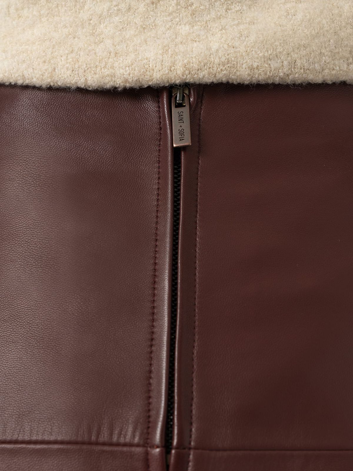 Bonham Leather Midi Skirt - Burgundy