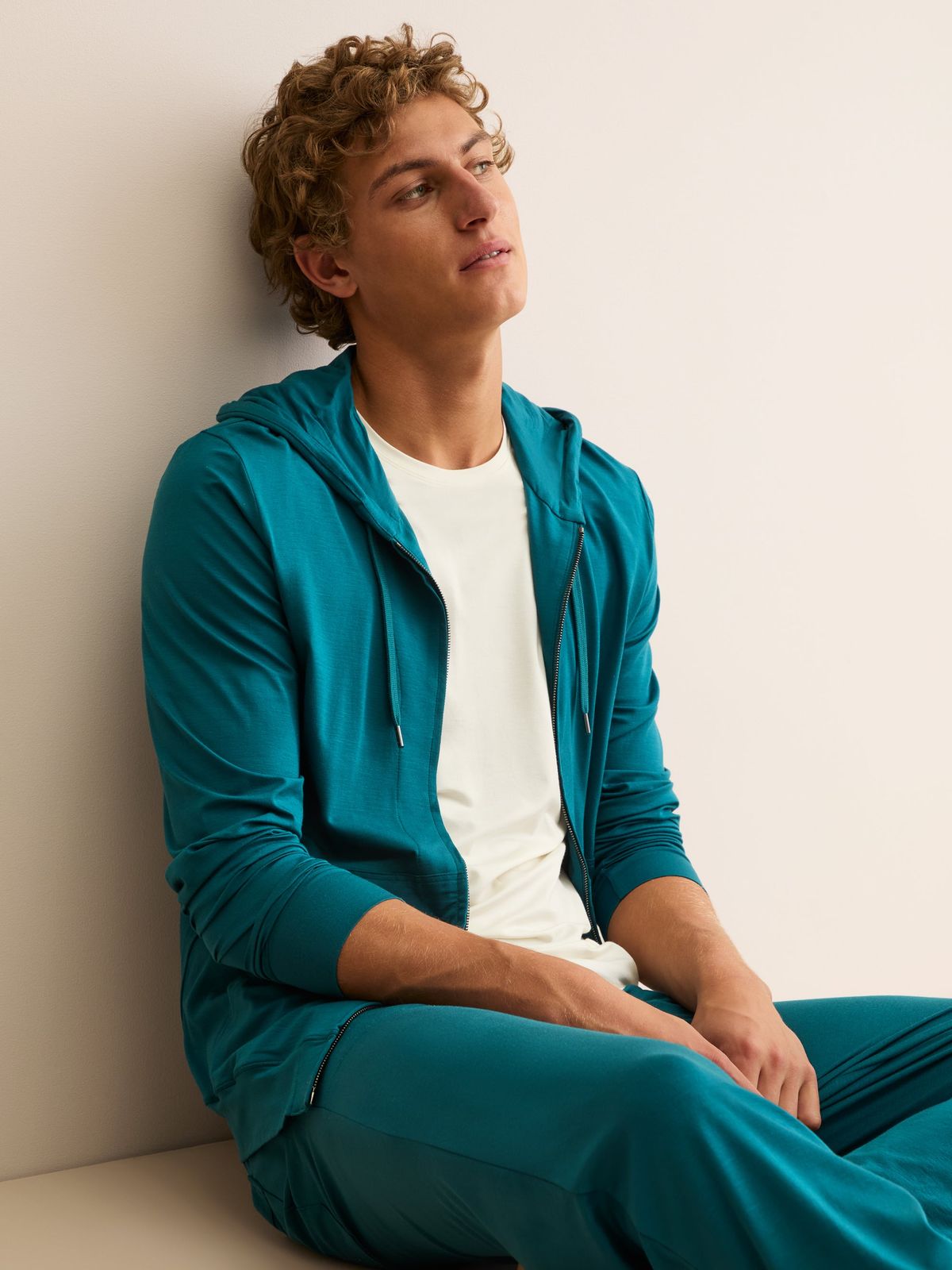 Basel Micro Modal Zip Up Hoodie Teal