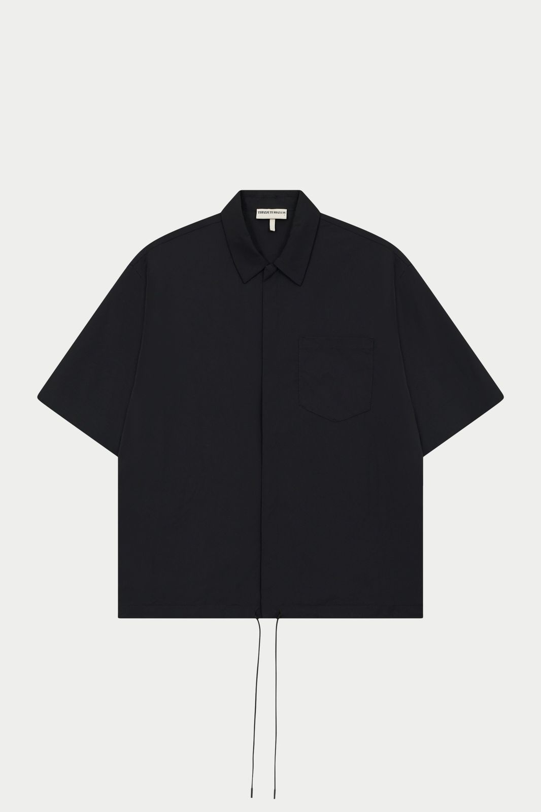 NYLON DRAWCORD SHIRT - BLACK